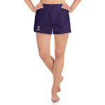 Load image into Gallery viewer, NexGen Women&#39;s Purple Print Print Classic 4 Recycled Athletic Shorts
