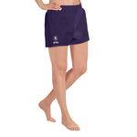 Load image into Gallery viewer, NexGen Women&#39;s Purple Print Print Classic 4 Recycled Athletic Shorts
